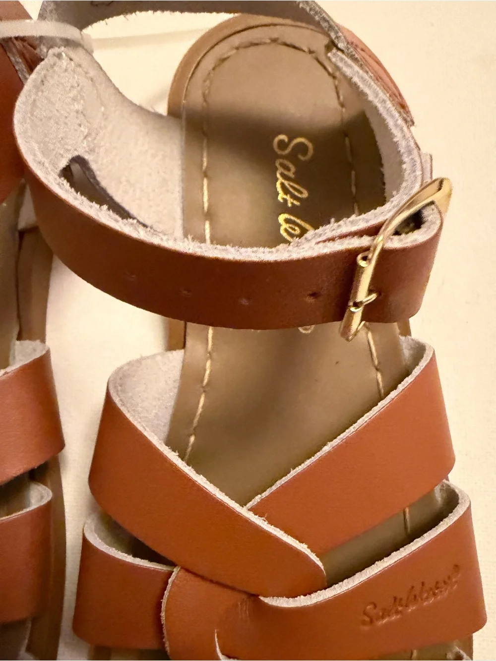 Salt Water by Hoy Kids' Tan Leather Strappy Sandals